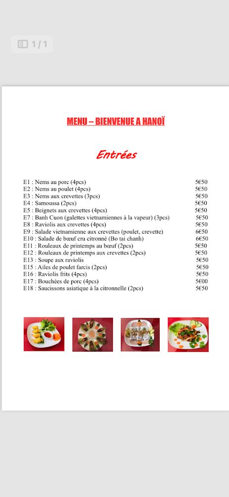 BIENVENUE À HANOÏ - Menu Image 2